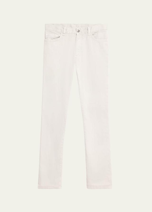 Mens Light Grey Linen 5-Pocket Jeans Product Image