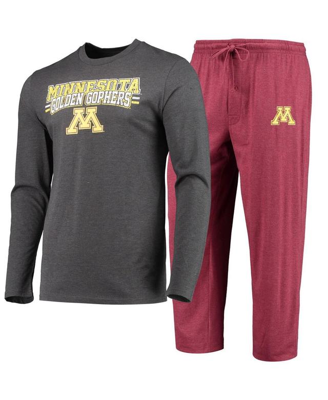 Mens Concepts Sport Maroon/Heathered Charcoal Minnesota Golden Gophers Meter Long Sleeve T-Shirt & Pants Sleep Set MIN Red Product Image