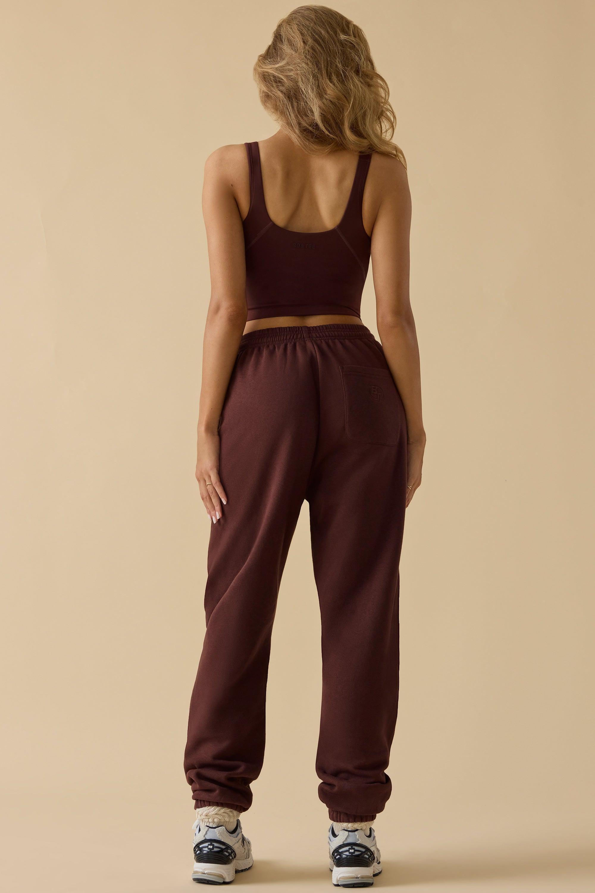 Petite Mid-Rise Joggers in Mahogany Product Image