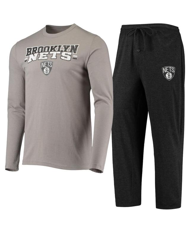 Mens Concepts Sport /Gray Brooklyn Nets Long Sleeve T-Shirt & Pants Sleep Set Product Image