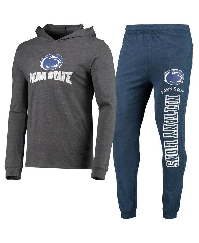 Mens Concepts Sport Heathered Navy Penn State Nittany Lions Meter Long Sleeve Hoodie T-shirt and Jogger Pants Set - Navy, Heather Product Image