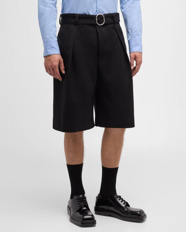 Mens Pleated Wool Relaxed-Fit Shorts Product Image