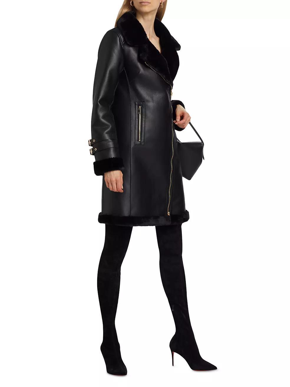 Carla Faux Leather & Fur Coat Product Image