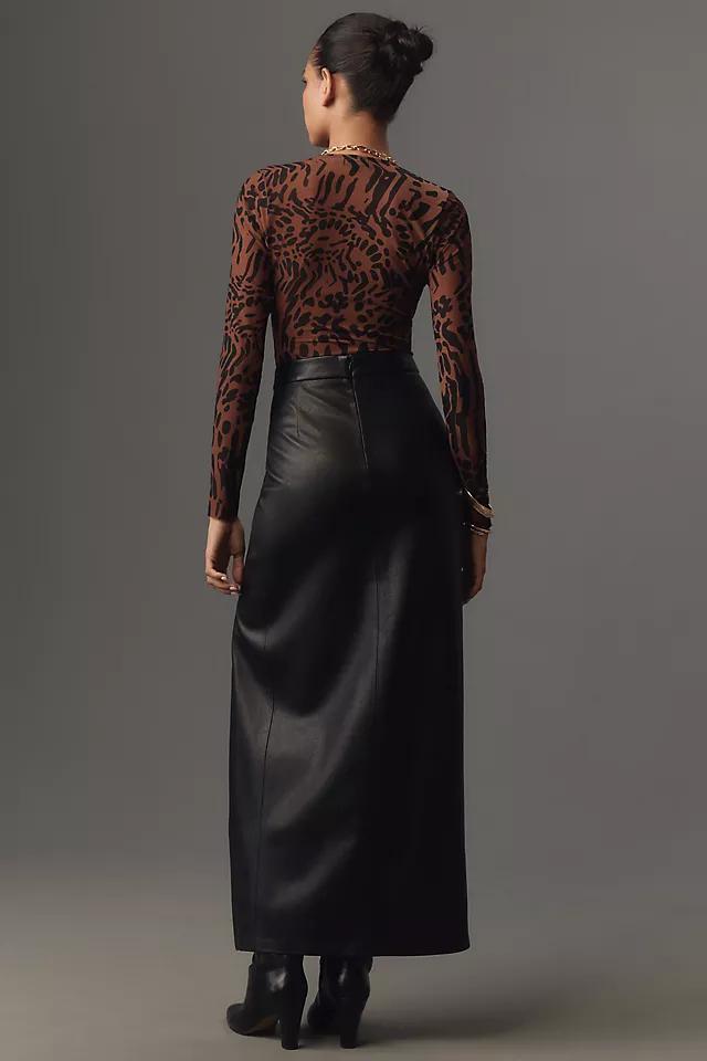 Good American Faux-Leather Maxi Slit Skirt Product Image