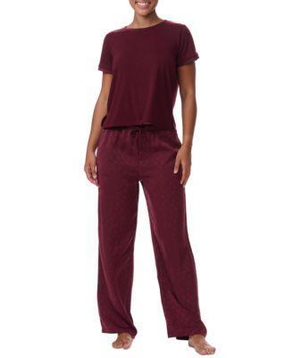 Tommy Hilfiger Womens 2-Pc. Short-Sleeve Satin Logo Pajamas Set Product Image