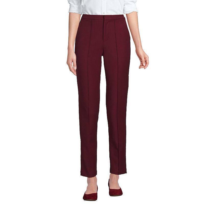 Womens Lands End High Waisted Bi-Stretch Pintuck Pencil Ankle Pants Rich Red Product Image