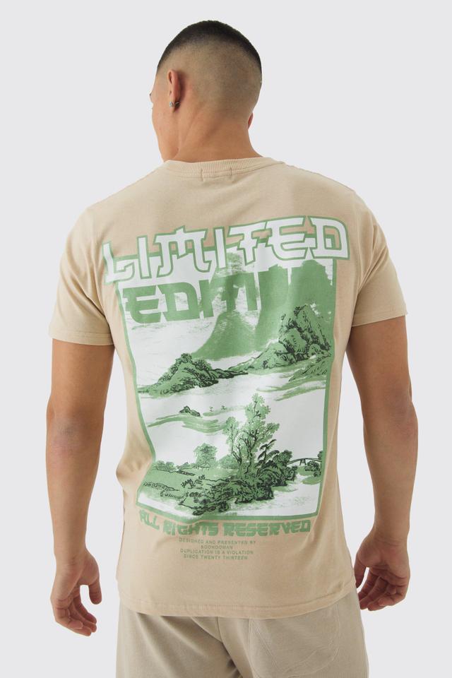 Slim Limited Edition Landscape Back Print T-Shirt | boohooMAN USA Product Image