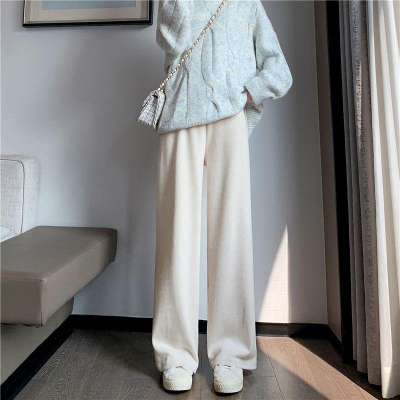 Elastic Waist Ribbed Wide Leg Pants product image