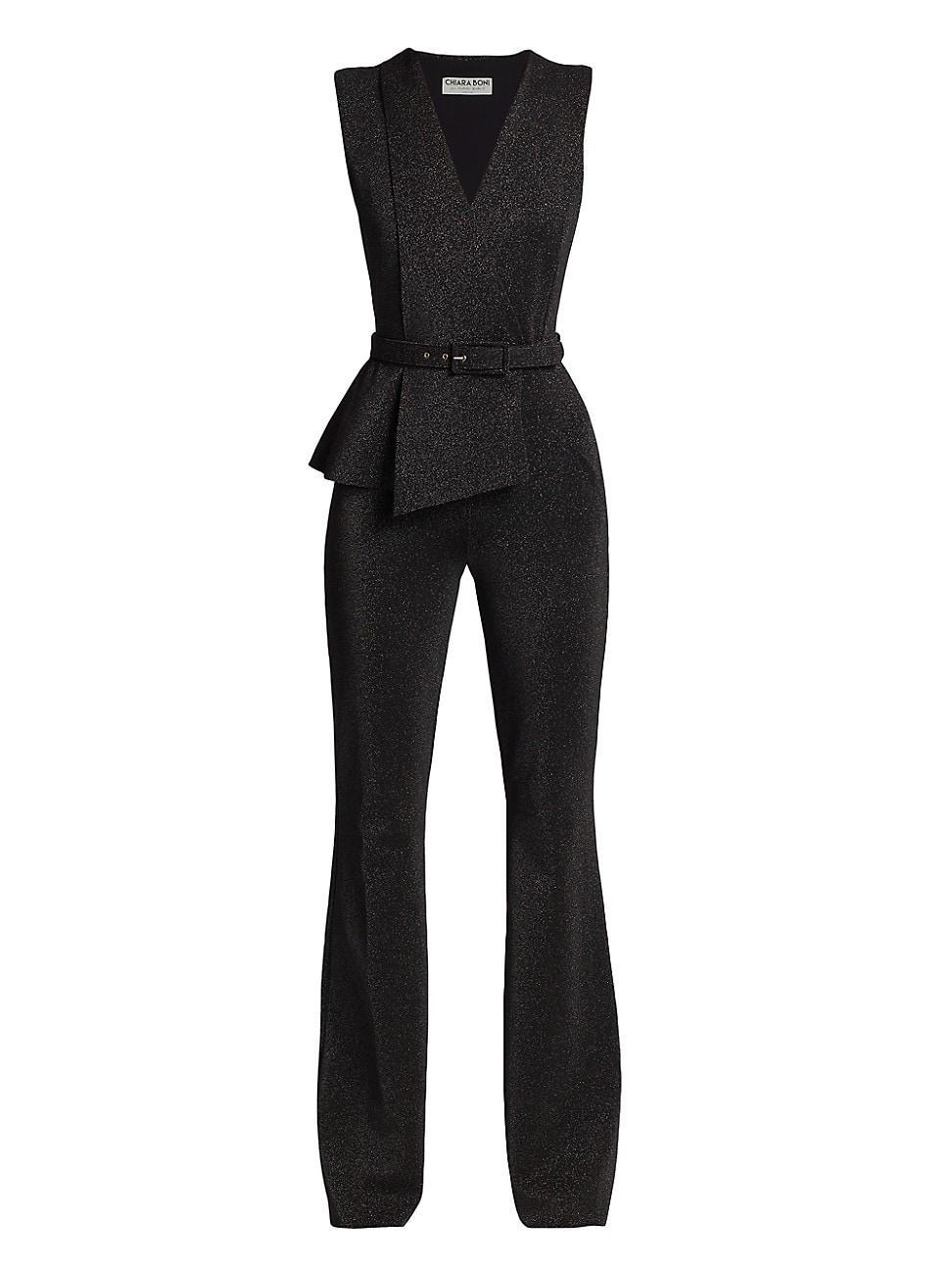 Womens Kerolyn Belted Lurex Jumpsuit Product Image