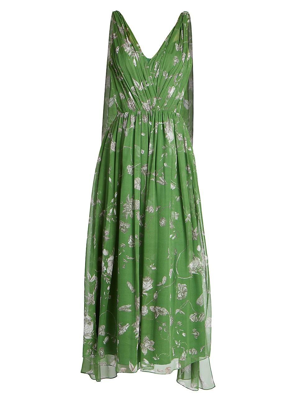 Erdem Floral Scarf Detail Silk Georgette Dress Product Image