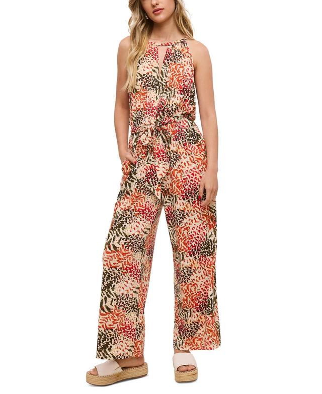 John Paul Richard Womens Petite Printed Jersey Cut-Out Halter Jumpsuit Product Image