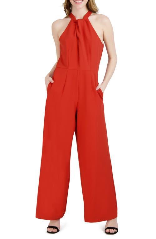 Julia Jordan Halter Twist Neck Sleeveless Pocketed Jumpsuit Product Image