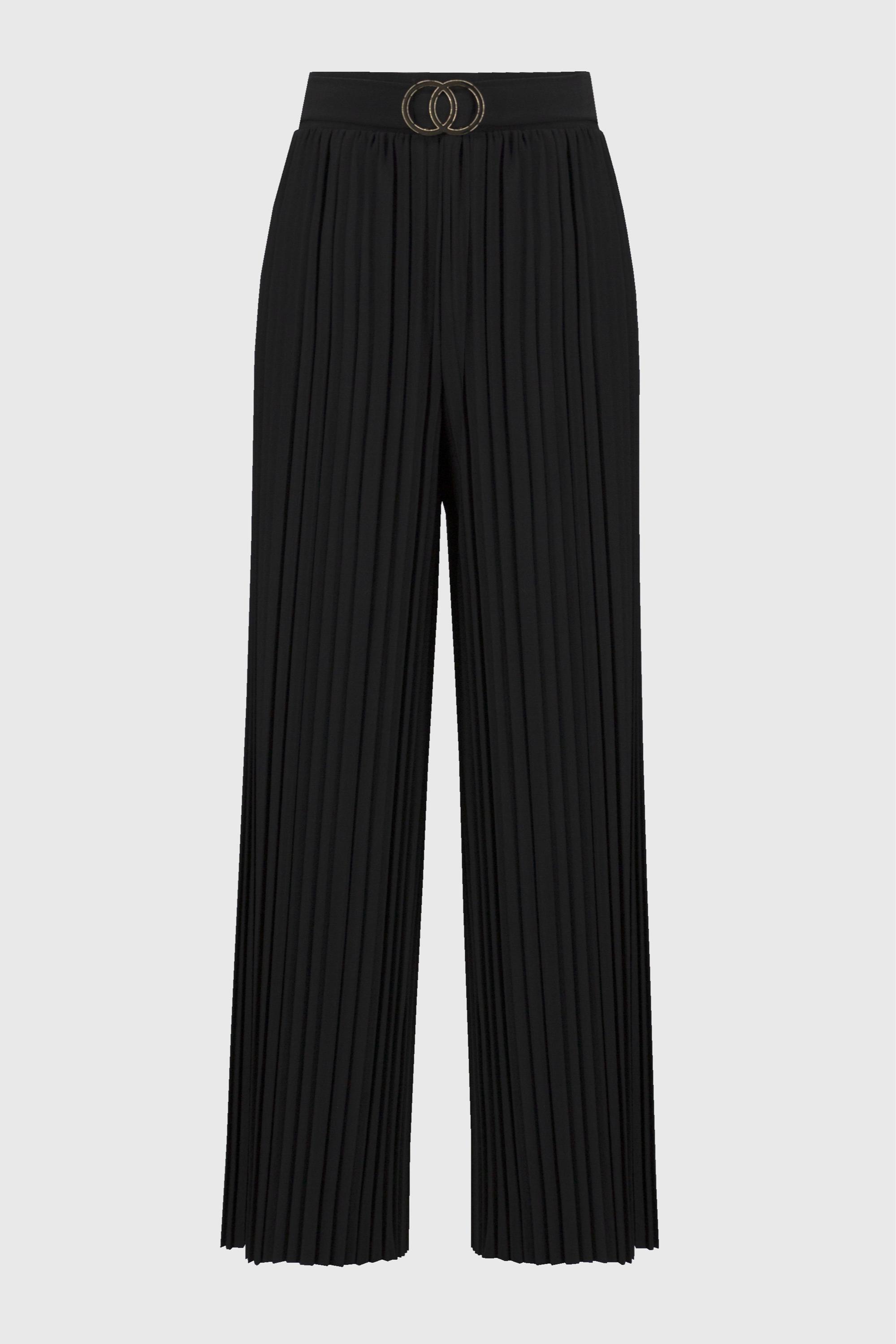 Pleated Silky Knit Wide-Leg Pants Product Image