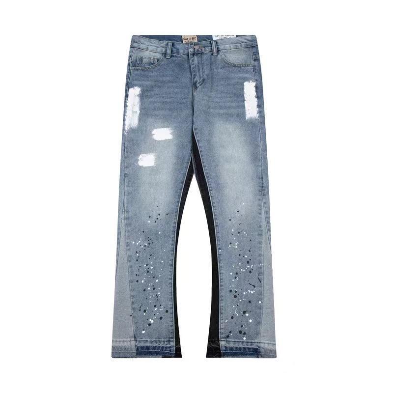 Trendy Ripped Hole Patchwork Gradient Wide Bootcut Jeans Product Image