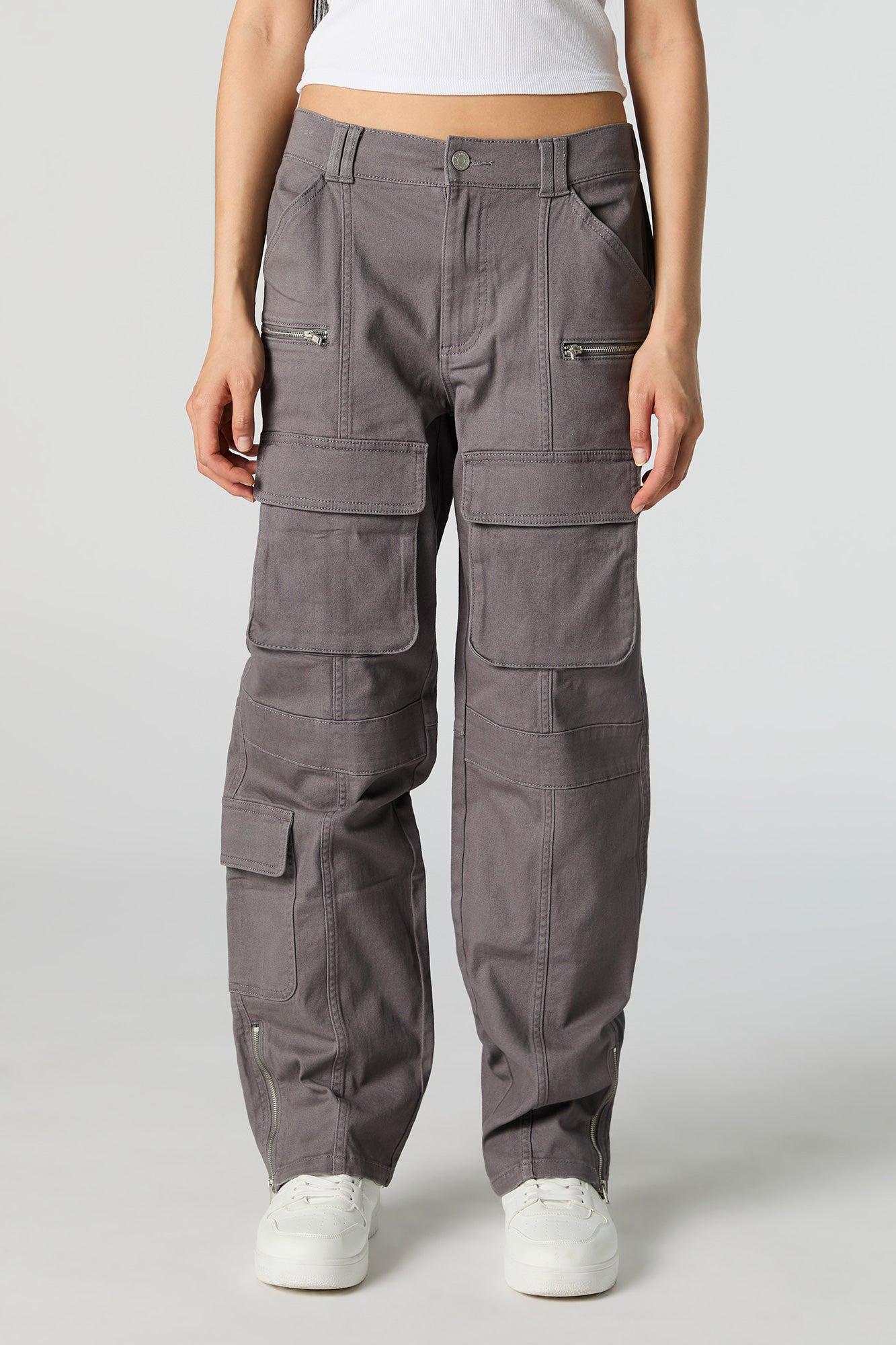 Zipper Hem Straight Leg Cargo Pant Female Product Image