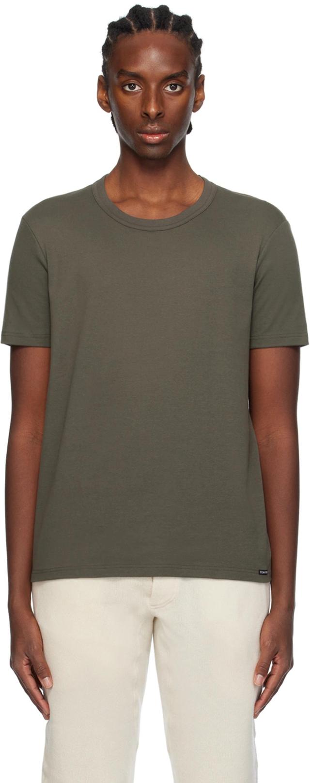 Khaki Crewneck T-shirt In 302 Military Green Product Image