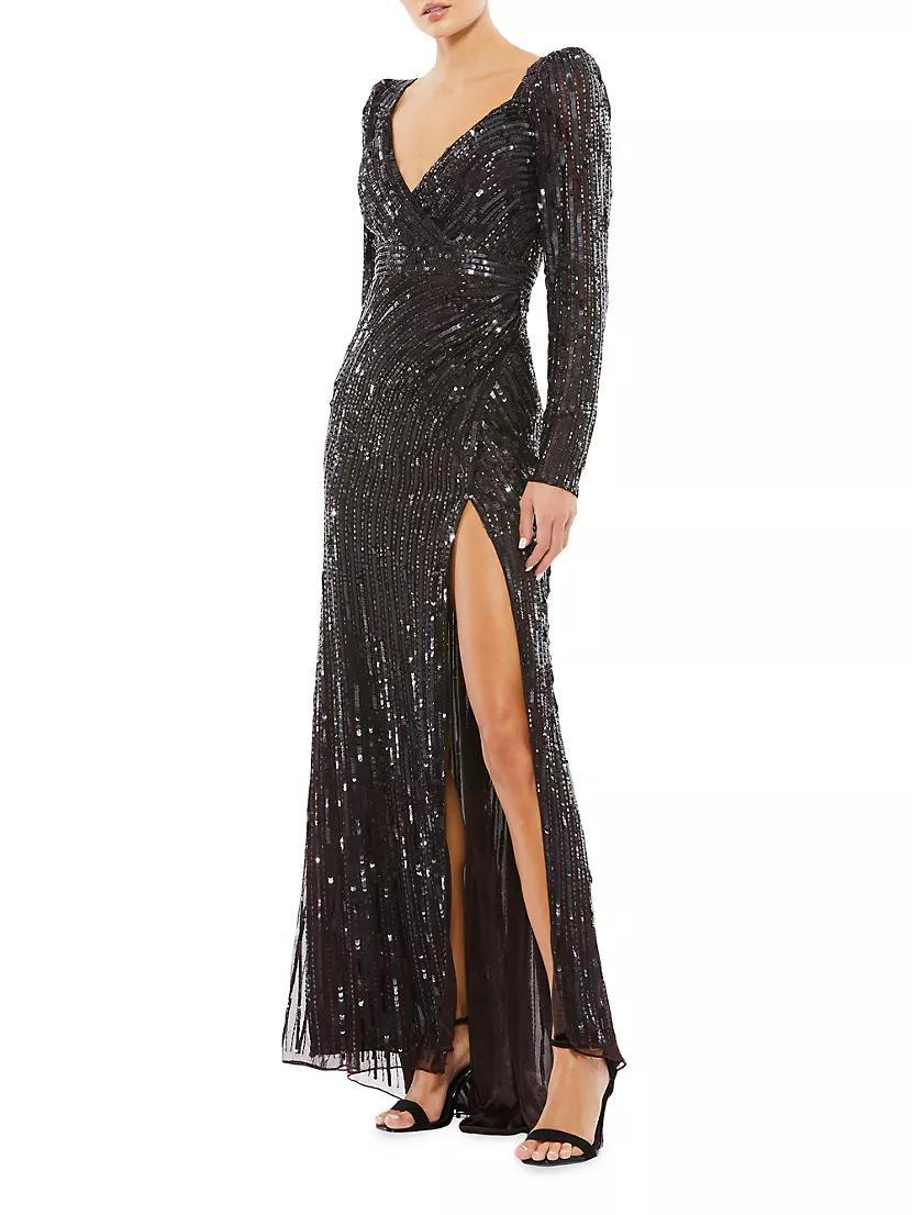 Metallic V-Neck Gown Product Image