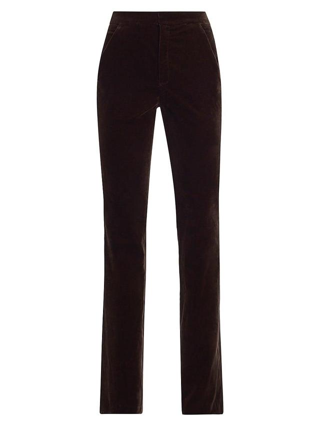 Womens Sophie Velvet Slim-Straight Trousers Product Image