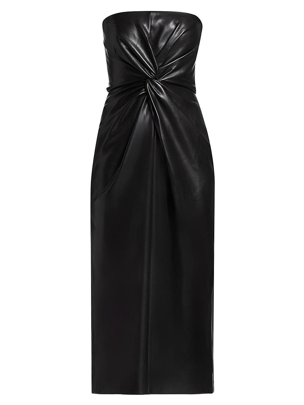 Womens Mckenna Faux Leather Strapless Midi-Dress Product Image