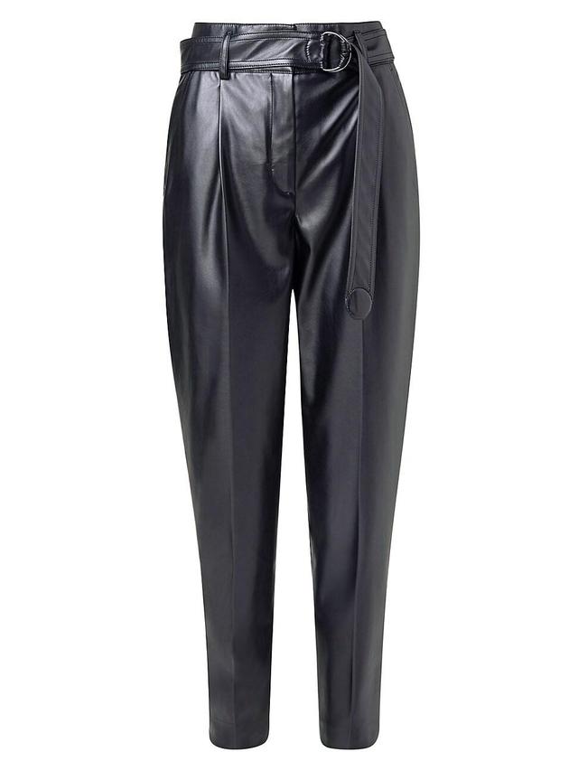 Womens Fred Faux Leather Belted Pants Product Image