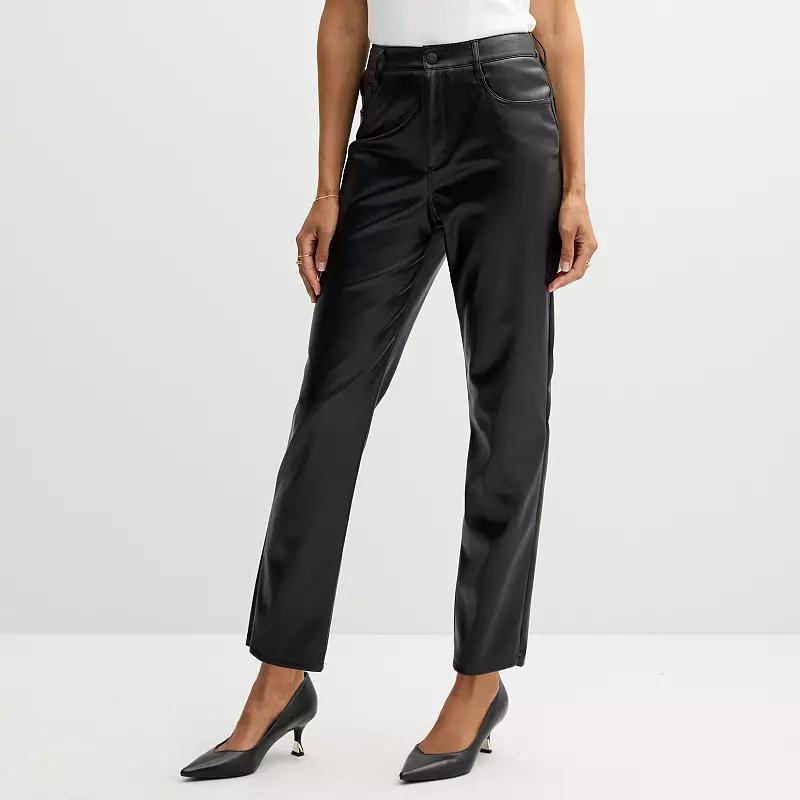 Womens Nine West Straight Faux-Leather Pants Product Image