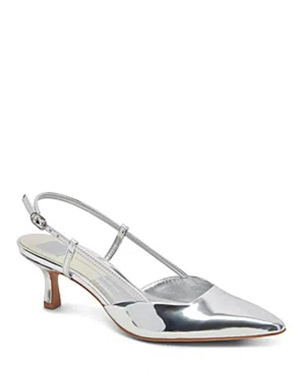 Women's Odela Pointed-toe Slingback Kitten-heel Pumps In Silver Metallic Product Image