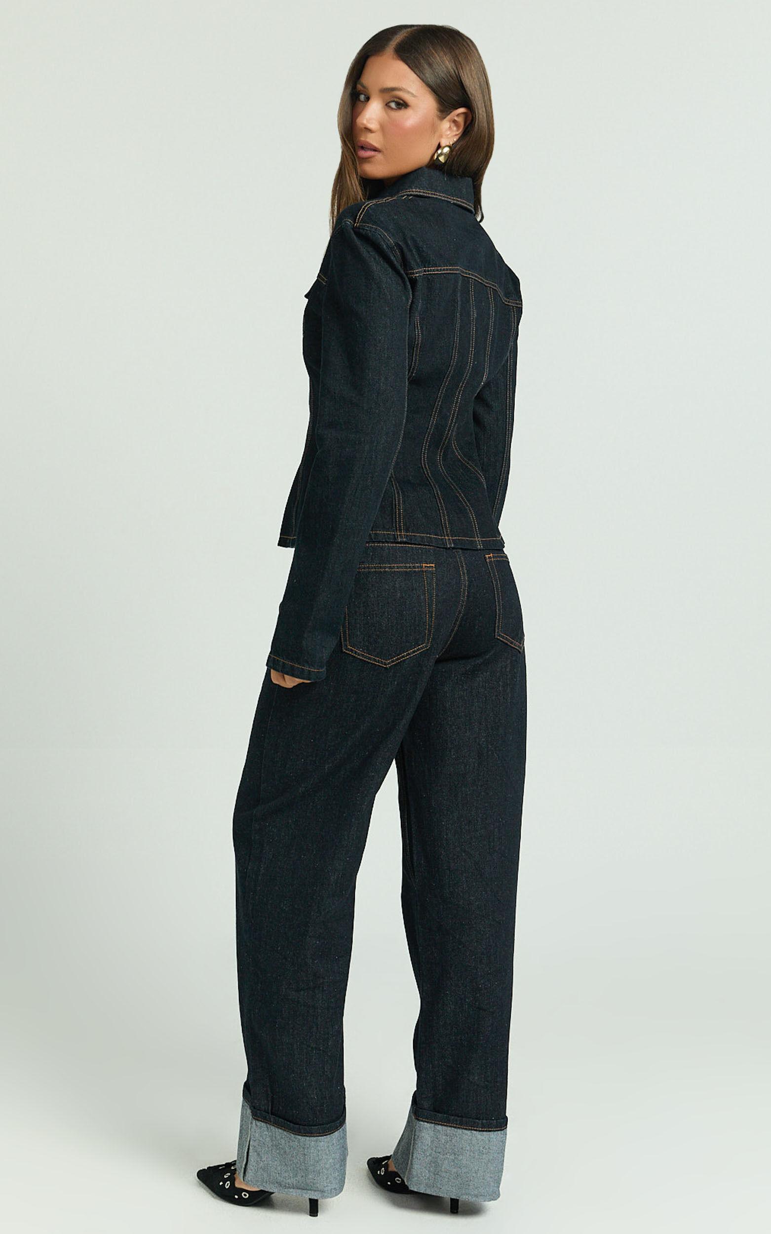 Lioness - Top Model Cuffed Jeans in Dark Denim Product Image