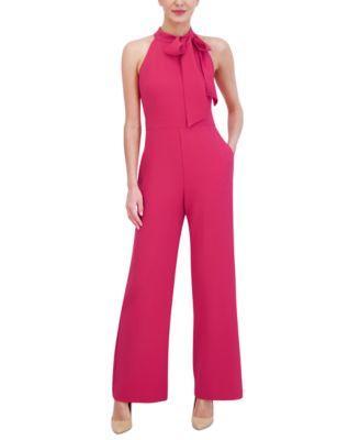 Vince Camuto Womens Stretch-Crepe Tie-Neck Sleeveless Jumpsuit Product Image