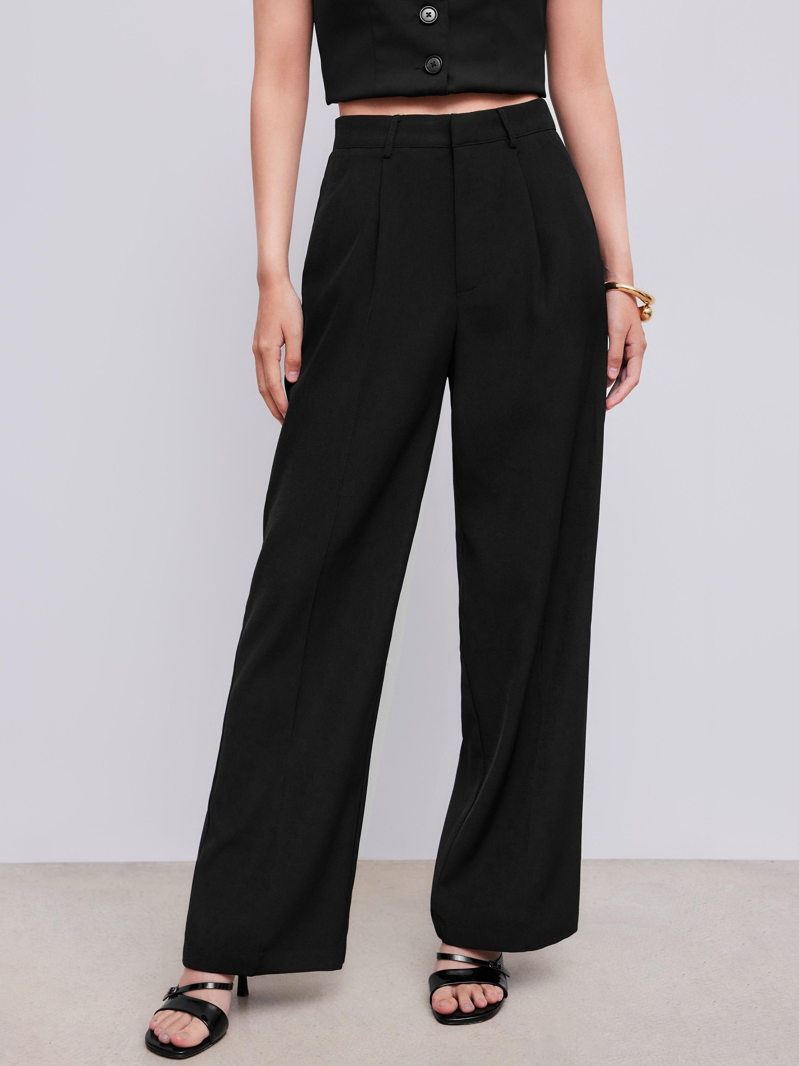 High Waist Pleated Wide Leg Pants Product Image