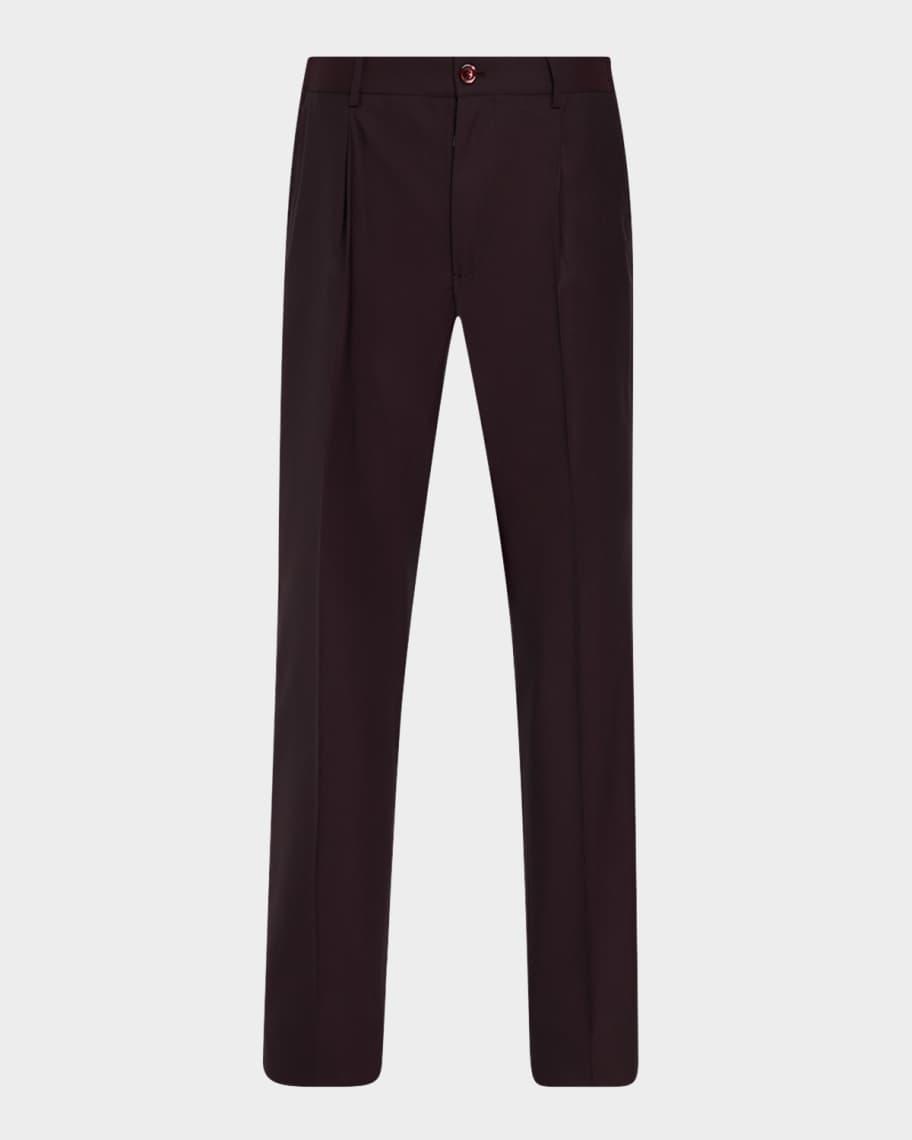 Mens Pleated Wool Twill Trousers product image