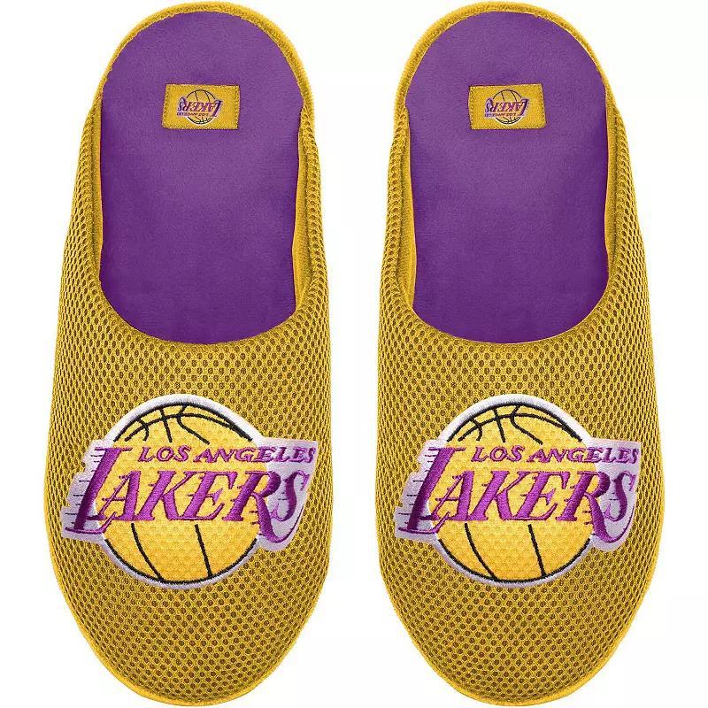 Mens FOCO Los Angeles Lakers Big Logo Colorblock Mesh Slippers Product Image