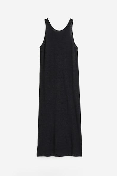 H & M - Linen-blend Dress - Black Product Image