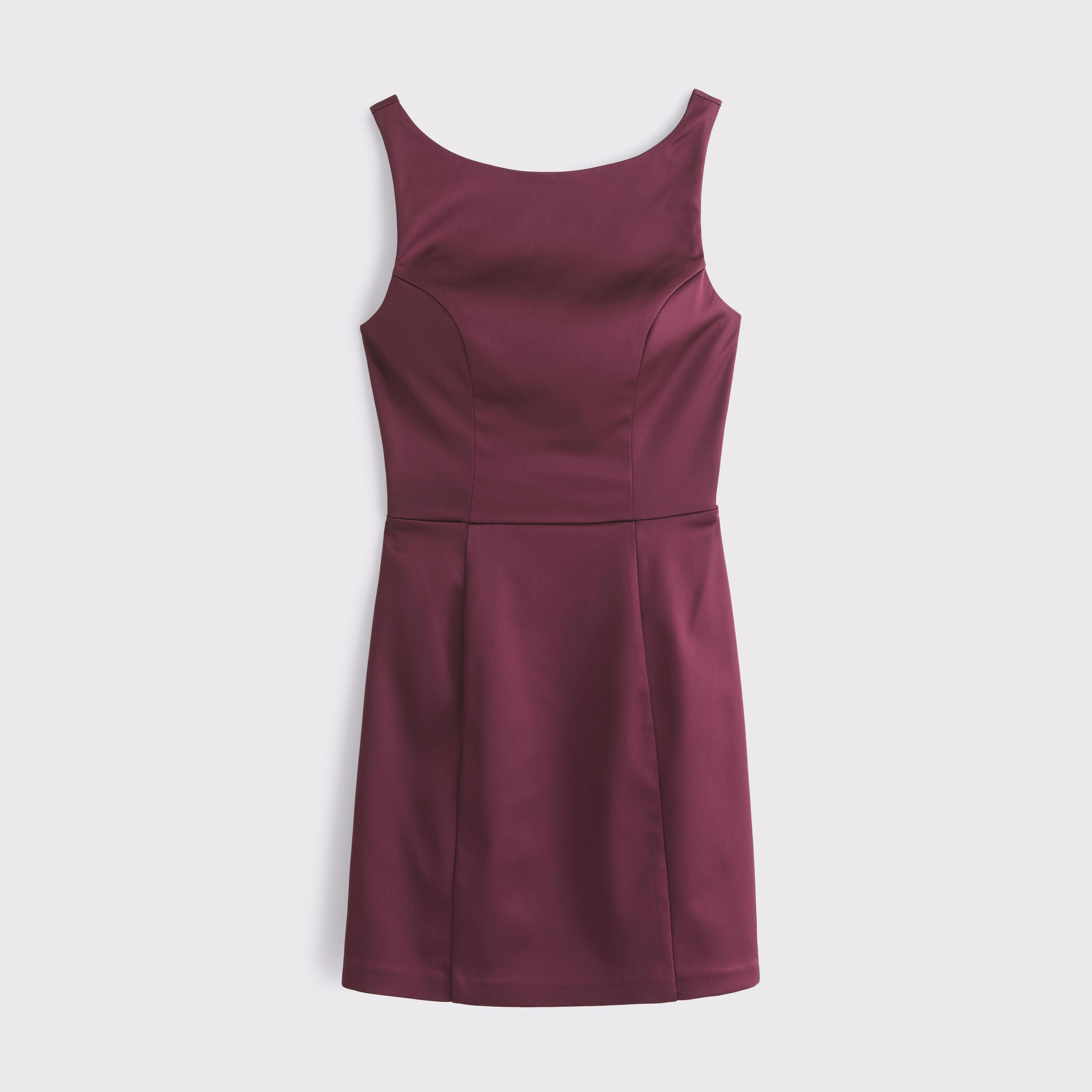 High-Neck Satin Sculpt Mini Dress Product Image