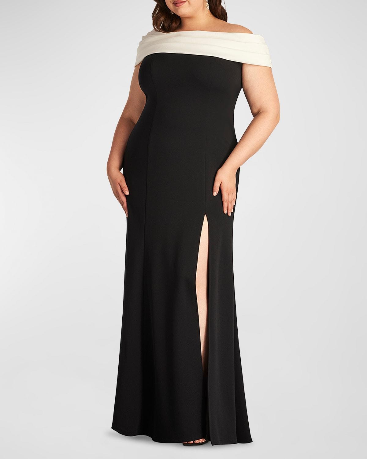 Plus Size Off-Shoulder Two-Tone Column Gown product image