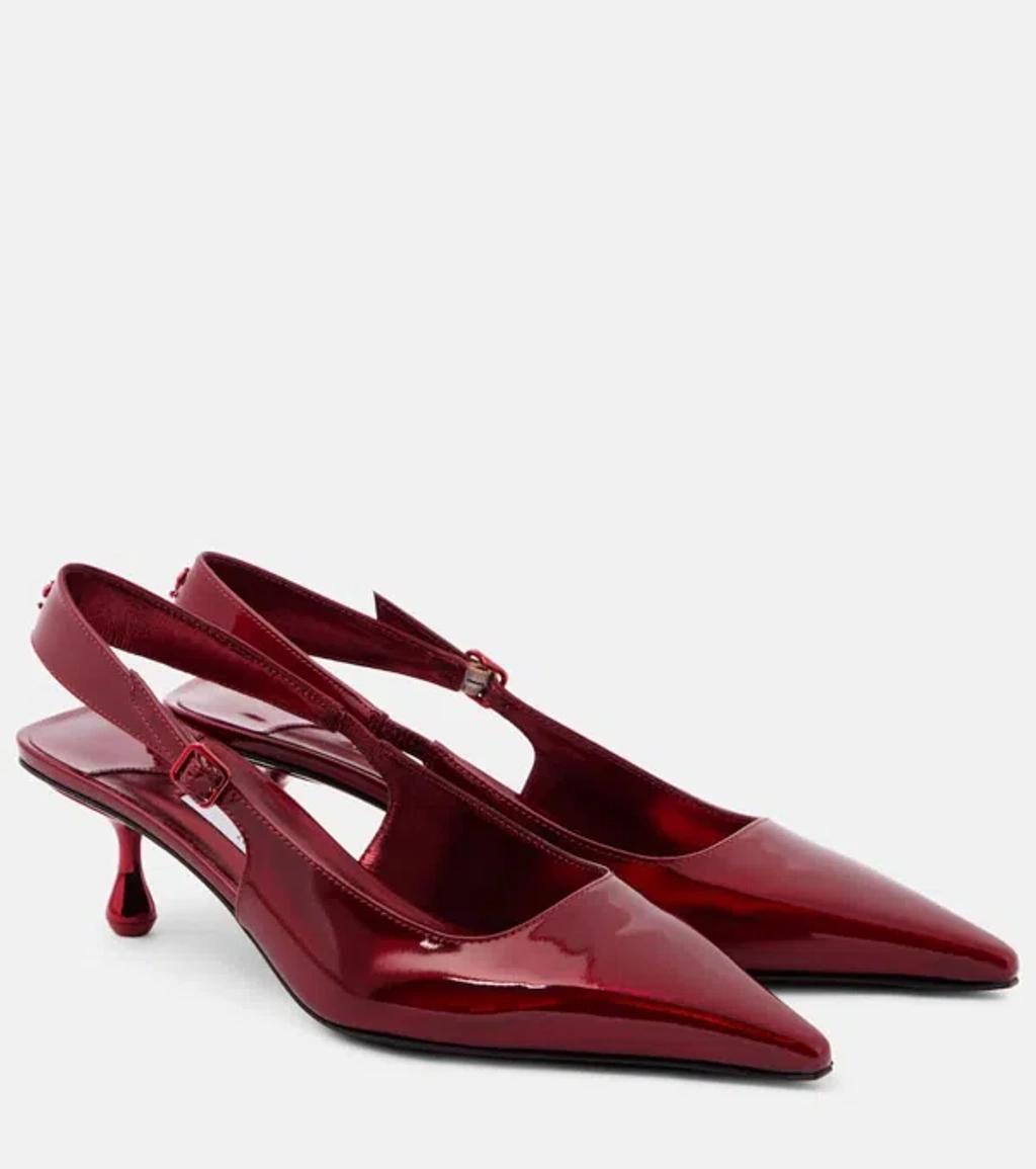 JIMMY CHOO Amel 50 Patent Leather Slingback Pumps In Red Product Image