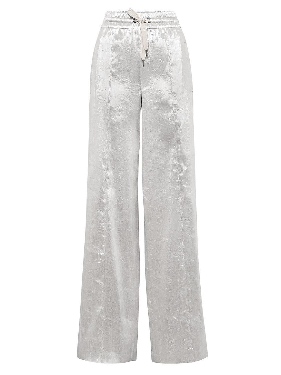 Womens Sparkling Linen Gabardine Loose Track Trousers Product Image