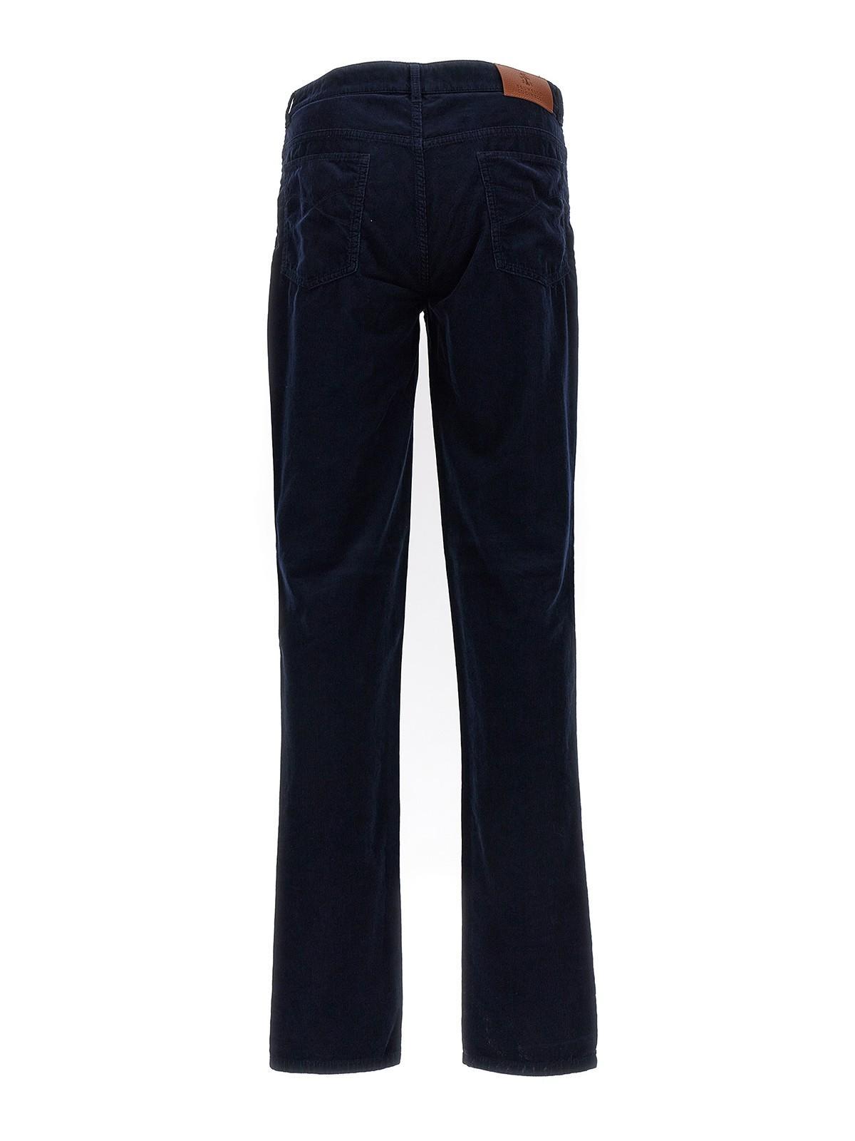 BRUNELLO CUCINELLI Straight-leg Cotton-corduroy Trousers In Blue Product Image