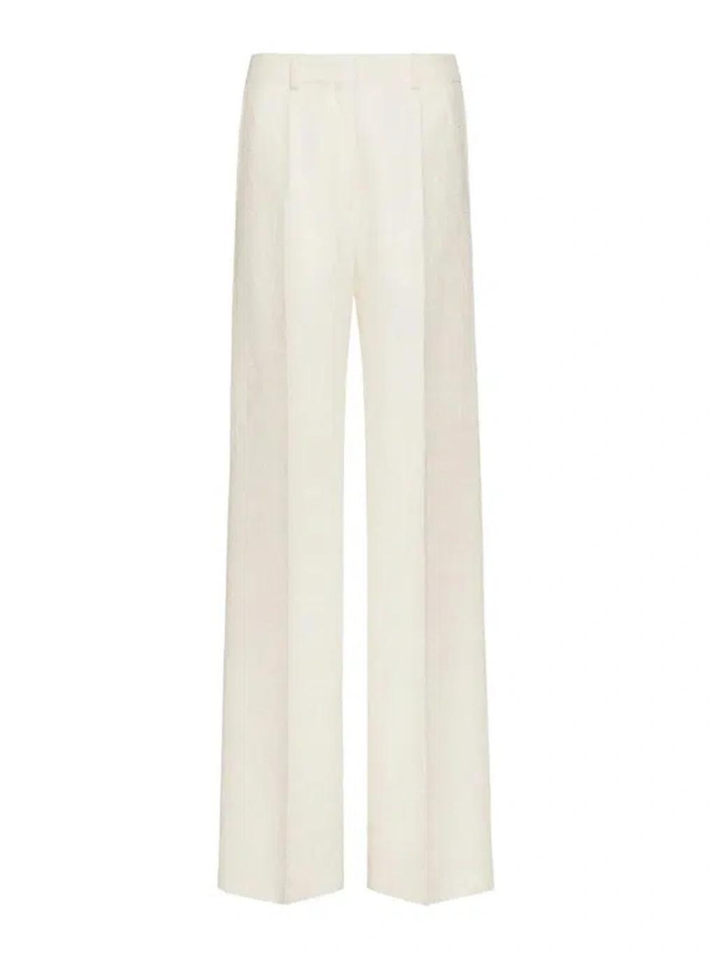 Cotton-blend Twill Wide-leg Pants In Off White Product Image