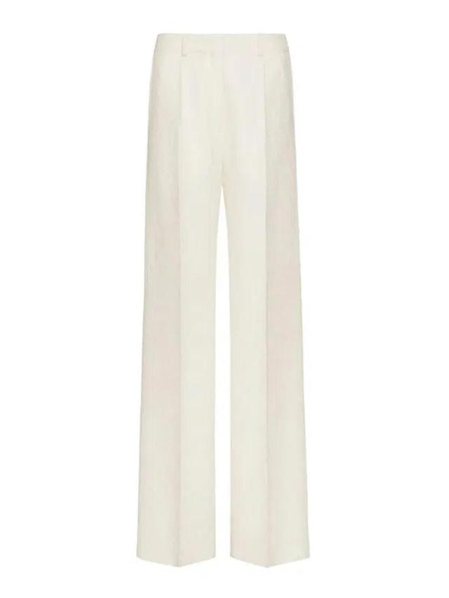 Cotton-blend Twill Wide-leg Pants In Off White Product Image