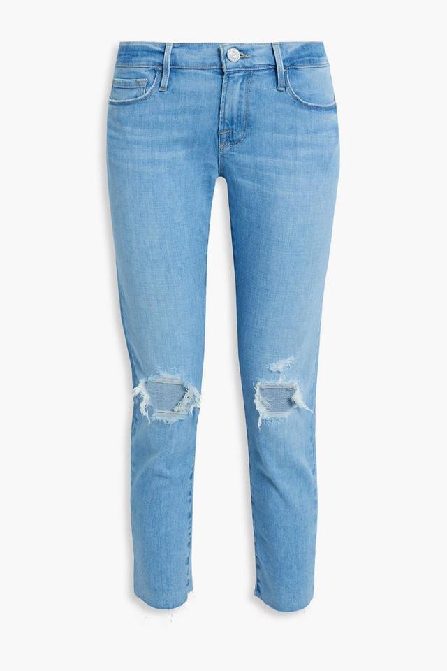 Distressed High-rise Straight-leg Jeans In Mid Denim Product Image