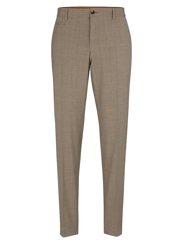 Mens Flat-Front Trousers in Micro-Patterned Virgin Wool Product Image