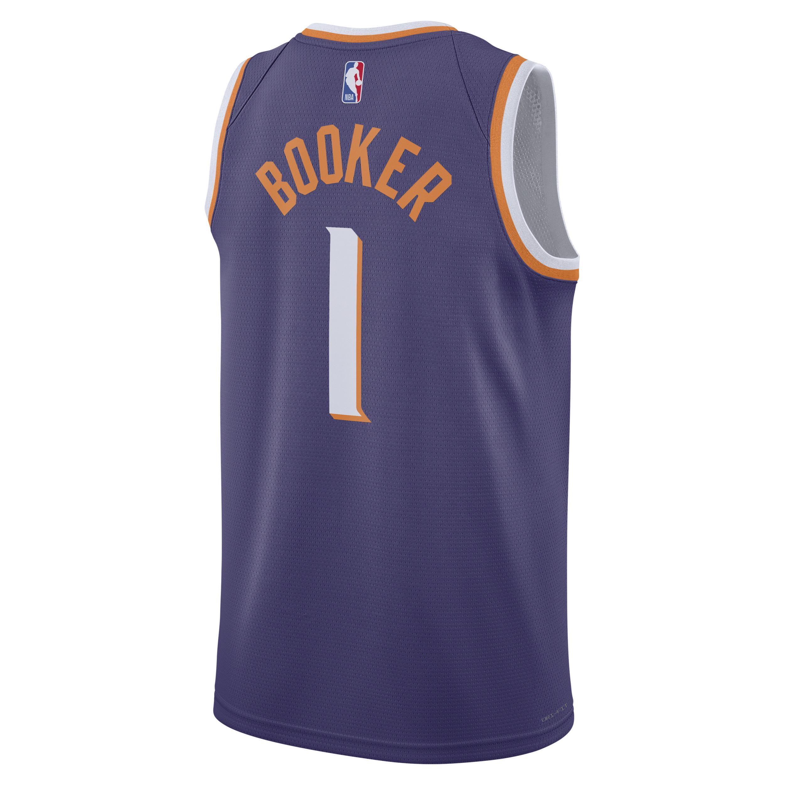 Mens and Womens Nike Devin Booker Purple Phoenix Suns Swingman Jersey - Icon Edition - Purple Product Image