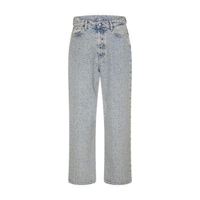 1981 Logo-jacquard Wide-leg Jeans In Bluebeige Product Image