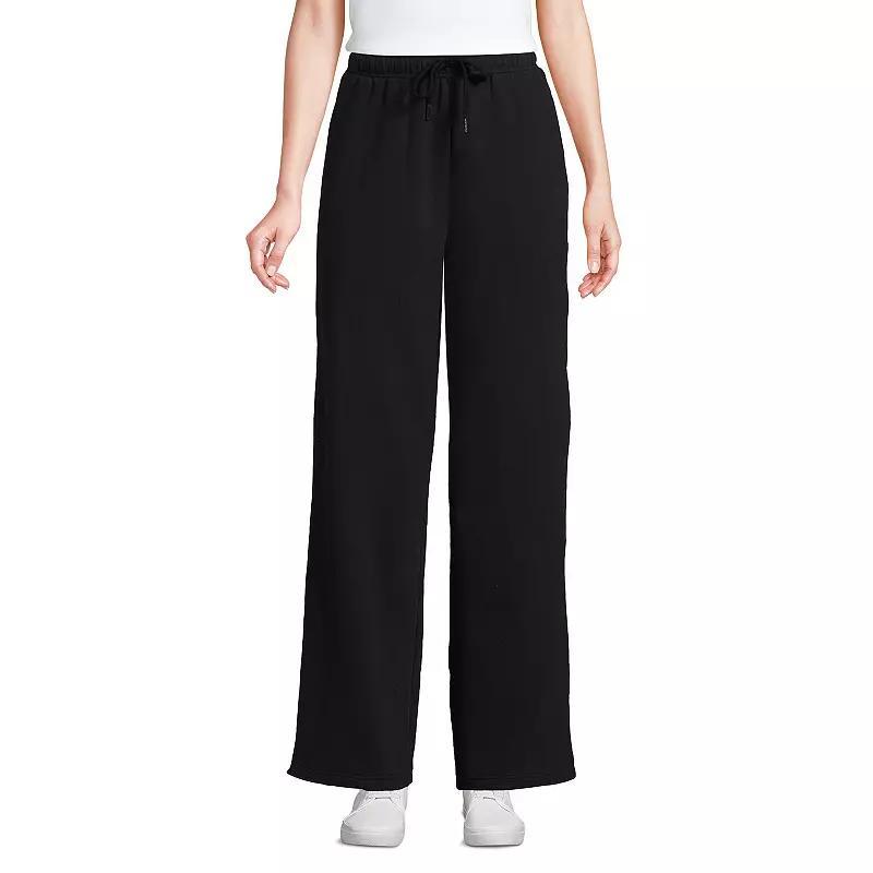 Petite Lands End Fleece High-Rise Relaxed Straight Leg Pants, Womens Product Image