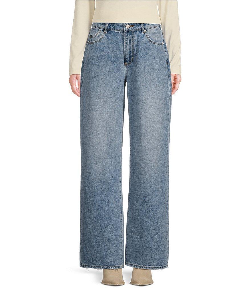 Rolla's Kate Baggy 90s Blue Denim Mid Rise Straight Leg Jeans Product Image