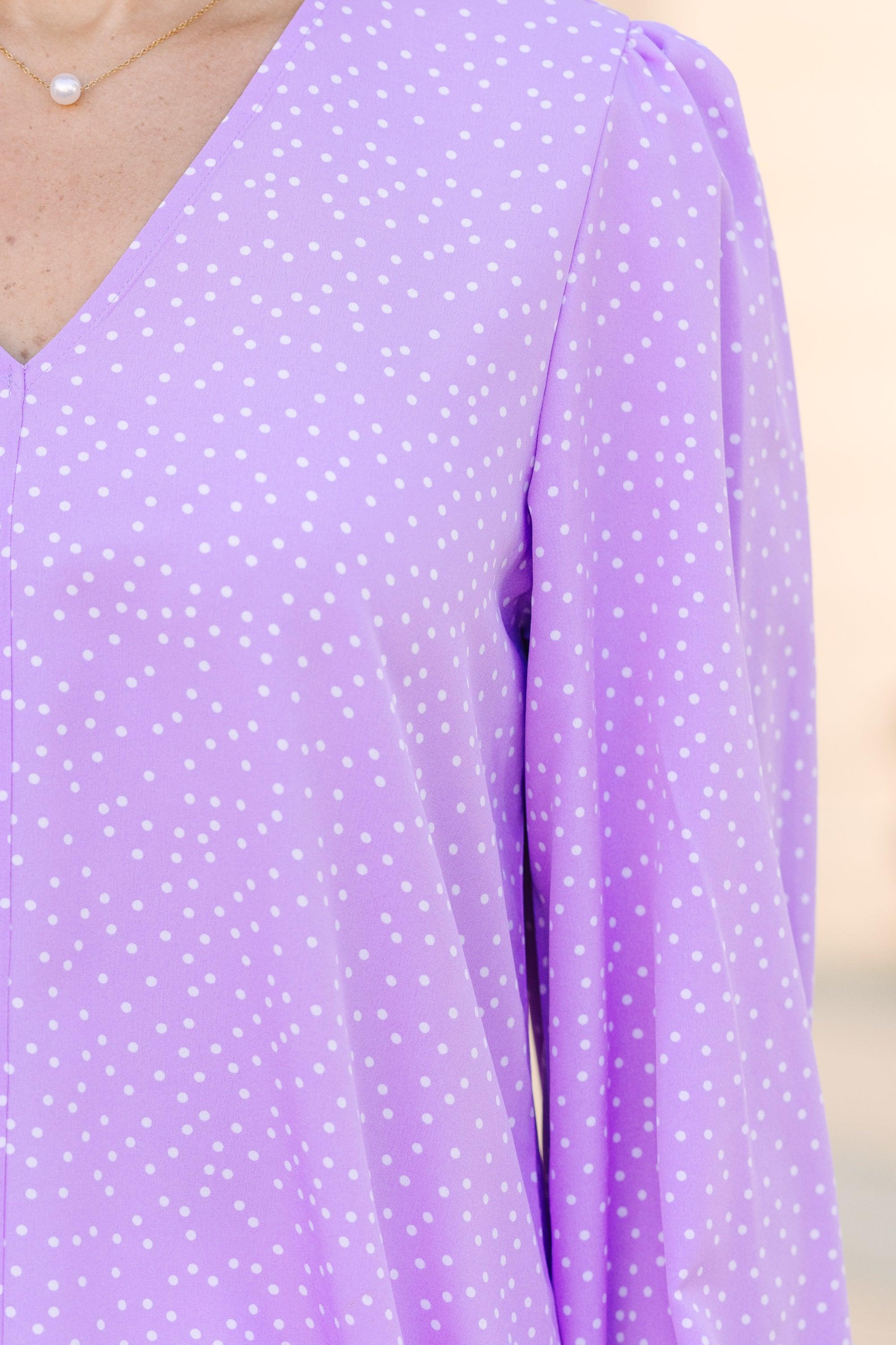 Falling For You Lavender Polka Dot Blouse Female Product Image