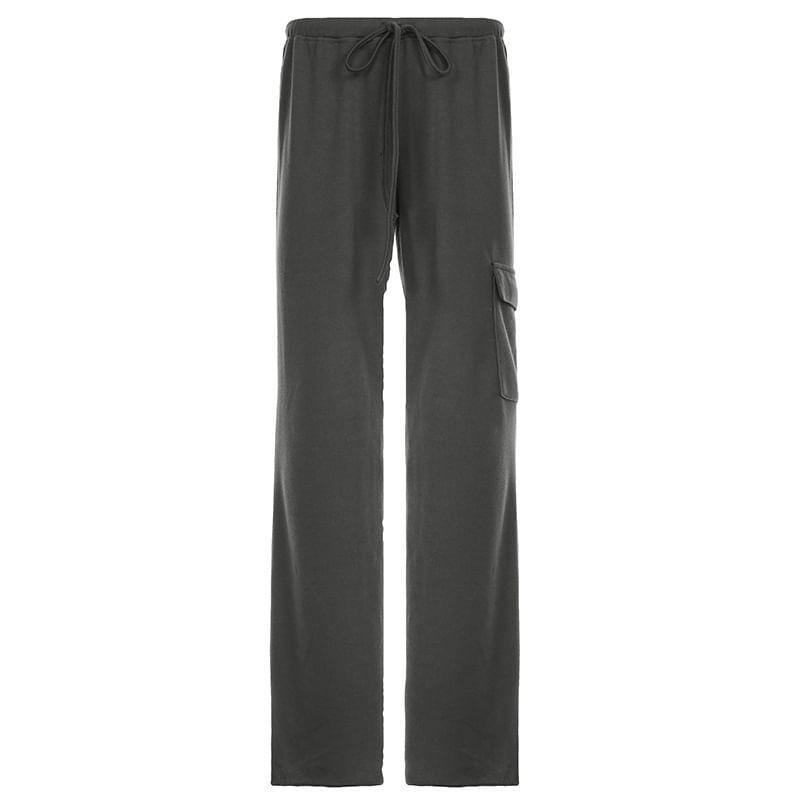 Low Waist Plain Straight-Fit Wide-Leg Sweatpants Product Image