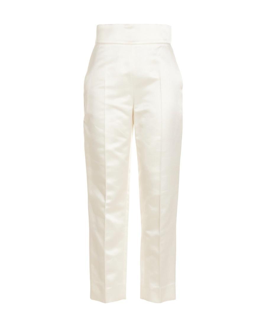 MAX MARA Straight Leg Cropped Pants In White Product Image