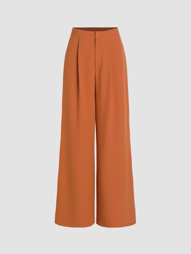 Solid Pleated Wide Leg Trousers Product Image