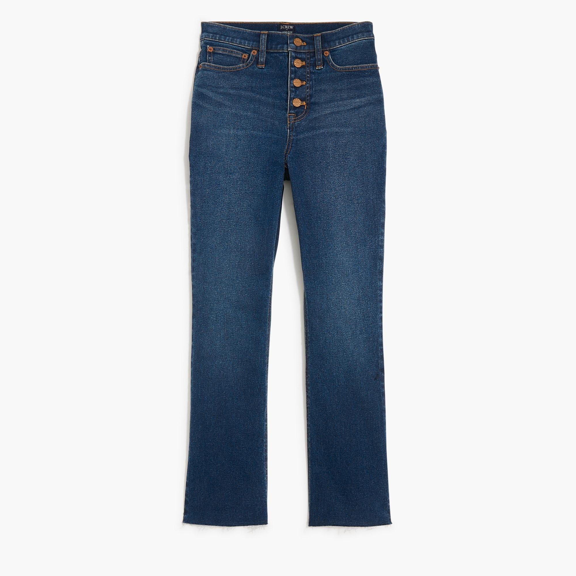 High-rise flare crop jean with button fly in all-day stretch Product Image